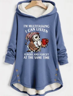 Best Women's Hoodie Sweatshirt Pullover Fleece Lined Warm Pajamas Sherpa Animal Letter Street Casual Print Warm Funny Comfrt Long Sleeve Top Micro-elastic Fall Winter Comfrt Breathable Soft Fabric Women Hoodies & Sweatshirts