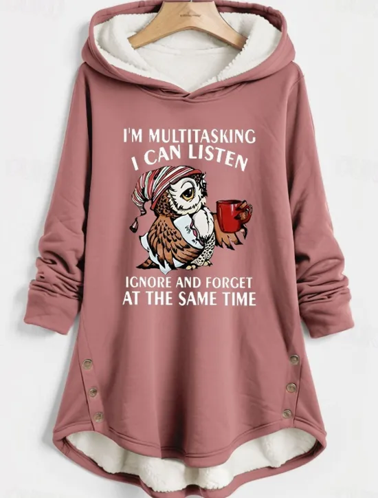Best Women's Hoodie Sweatshirt Pullover Fleece Lined Warm Pajamas Sherpa Animal Letter Street Casual Print Warm Funny Comfrt Long Sleeve Top Micro-elastic Fall Winter Comfrt Breathable Soft Fabric Women Hoodies & Sweatshirts