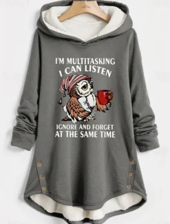 Best Women's Hoodie Sweatshirt Pullover Fleece Lined Warm Pajamas Sherpa Animal Letter Street Casual Print Warm Funny Comfrt Long Sleeve Top Micro-elastic Fall Winter Comfrt Breathable Soft Fabric Women Hoodies & Sweatshirts