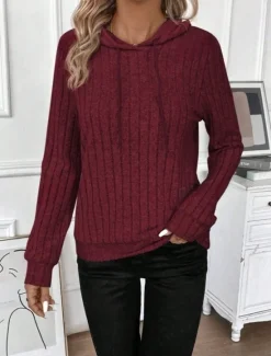 Women's Hoodie Sweatshirt Casual Plain Street Dailywear Hoodie Long Sleeve Wine Navy Blue Light Grey Fall Winter Women Hoodies & Sweatshirts
