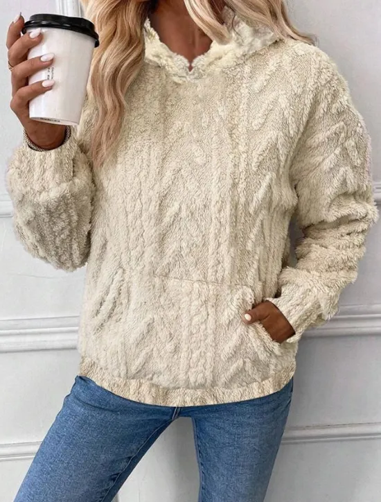 Best Women's Hoodie Sweatshirt Elegant Fashion Comfrt Fleece Plain Work Street Dailywear Hooded Pocket Loose Fit Long Sleeve White Pink Blue Khaki Fall Winter Women Hoodies & Sweatshirts