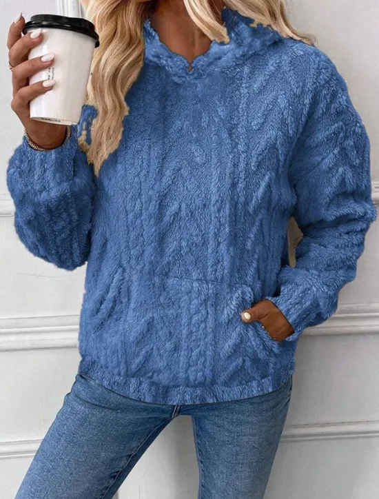 Best Women's Hoodie Sweatshirt Elegant Fashion Comfrt Fleece Plain Work Street Dailywear Hooded Pocket Loose Fit Long Sleeve White Pink Blue Khaki Fall Winter Women Hoodies & Sweatshirts
