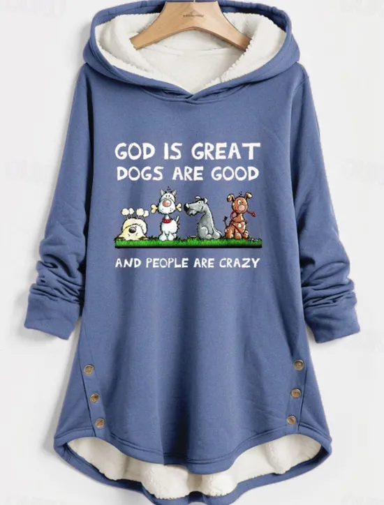 New Women's Hoodie Sweatshirt Pullover Fleece Lined Warm Pajamas Sherpa Dog Letter Street Casual Print Fashion Funny Comfrt Long Sleeve Top Micro-elastic Fall Winter Comfrt Breathable Soft Fabric Women Hoodies & Sweatshirts