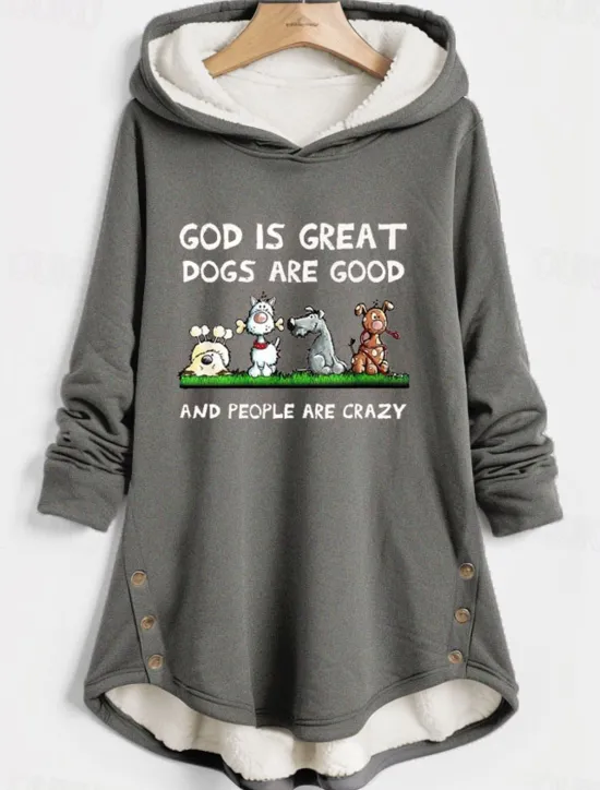 New Women's Hoodie Sweatshirt Pullover Fleece Lined Warm Pajamas Sherpa Dog Letter Street Casual Print Fashion Funny Comfrt Long Sleeve Top Micro-elastic Fall Winter Comfrt Breathable Soft Fabric Women Hoodies & Sweatshirts