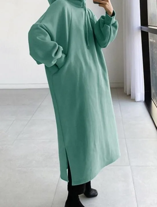 Discount Women's Hoodie Sweatshirt Casual Sherpa Plain Dailywear Hoodie Long Sleeve Black Green Army Green Gray Fall Winter Women Hoodies & Sweatshirts