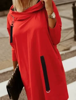 New Women's Hoodie Sweatshirt Casual Plain Street Dailywear Hoodie Zipper Long Sleeve Black Red Army Green Fall Winter Women Hoodies & Sweatshirts