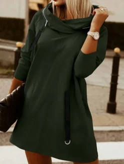 New Women's Hoodie Sweatshirt Casual Plain Street Dailywear Hoodie Zipper Long Sleeve Black Red Army Green Fall Winter Women Hoodies & Sweatshirts