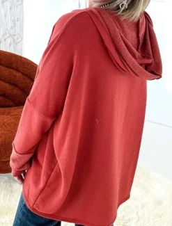 Outlet Women's Hoodie Sweatshirt Casual Plain Street Dailywear Hoodie Buttons Pocket Long Sleeve Red Light Grey Dark Gray Fall Winter Women Hoodies & Sweatshirts