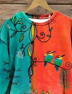 Best Women's Hoodies Geometric Color Block Casual Long Sleeve Round Neck Regular Tops Work Dailywear Casual Print Fall Winter Women Hoodies & Sweatshirts