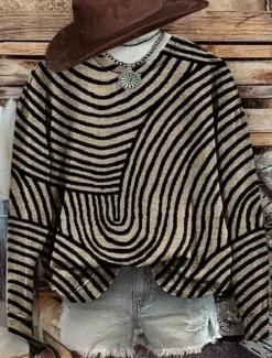 Sale Women's Hoodies Geometric Color Block Punk Vintage Fashion Long Sleeve Crew Neck Regular Tops Street Dailywear Casual Print Spring Fall Winter Women Hoodies & Sweatshirts