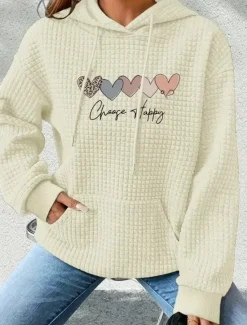 Women's Hoodies Graphic Letter Casual Long Sleeve Hooded Regular Tops Street Dailywear Casual Pocket Print Black White Dark Blue Gray Fall Winter Women Hoodies & Sweatshirts