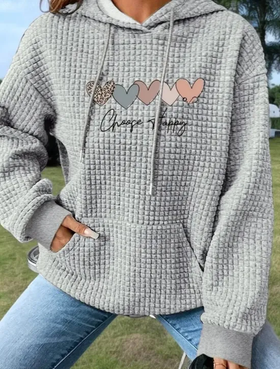 Women's Hoodies Graphic Letter Casual Long Sleeve Hooded Regular Tops Street Dailywear Casual Pocket Print Black White Dark Blue Gray Fall Winter Women Hoodies & Sweatshirts