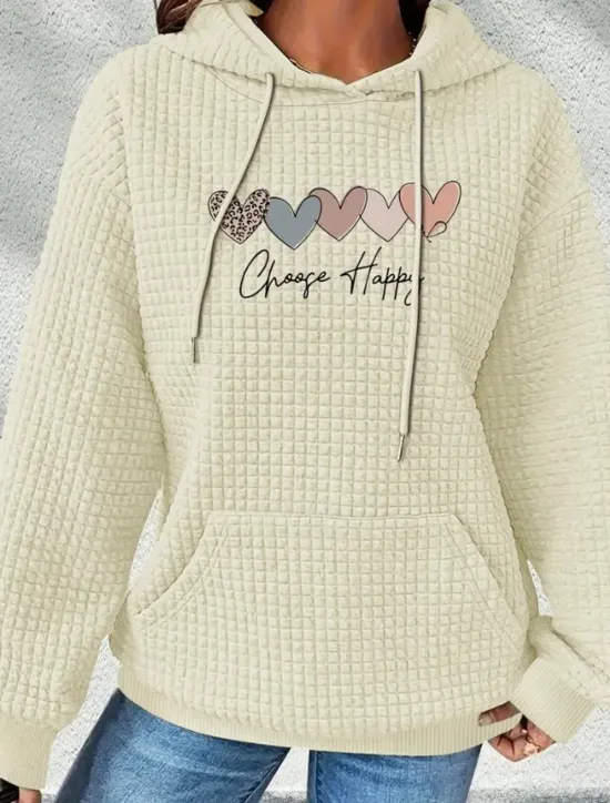 Women's Hoodies Graphic Letter Casual Long Sleeve Hooded Regular Tops Street Dailywear Casual Pocket Print Black White Dark Blue Gray Fall Winter Women Hoodies & Sweatshirts