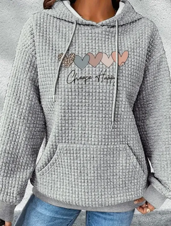 Women's Hoodies Graphic Letter Casual Long Sleeve Hooded Regular Tops Street Dailywear Casual Pocket Print Black White Dark Blue Gray Fall Winter Women Hoodies & Sweatshirts