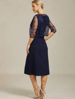 Online Women's Jacket Blazer Lace Embroidered Sequin Elegant Floral Formal Anniversary Party Wedding Guest Open Front Short Crewneck Regular Fit 3/4 Length Sleeve Outerwear Spring Fall Women Blazers & Suits