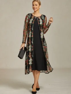 Hot Women's Jacket Coat Blazer Lace Embroidered Elegant Floral Formal Anniversary Wedding Guest Daily Open Front Long Crewneck Regular Fit Long Sleeve Outerwear Spring Fall Women Blazers & Suits|Coats & Trench Coats