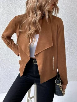 Clearance Women's Jacket Dailywear Solid Color Windproof Fashion Regular Fit Outerwear Long Sleeve Spring Black S Women Jackets