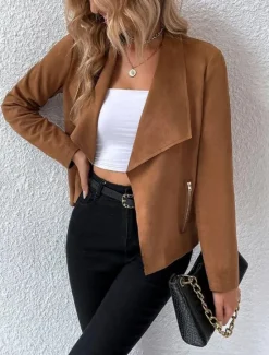 Clearance Women's Jacket Dailywear Solid Color Windproof Fashion Regular Fit Outerwear Long Sleeve Spring Black S Women Jackets