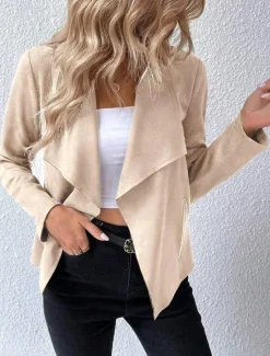 Clearance Women's Jacket Dailywear Solid Color Windproof Fashion Regular Fit Outerwear Long Sleeve Spring Black S Women Jackets