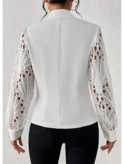 Online Women's Jacket Party Lace Solid Color Windproof Fashion Regular Fit Outerwear Long Sleeve Summer S Women Blazers & Suits