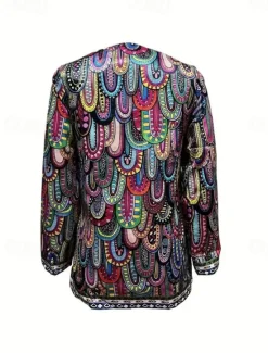 Hot Women's Jacket Party Pocket Geometric Windproof Fashion Regular Fit Outerwear Long Sleeve Fall Colorful M Women Blazers & Suits