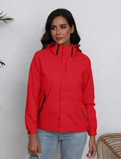 Discount Women's Jacket Trench Coat School Zipper Solid Color Waterproof Simple Regular Fit Outerwear Long Sleeve Fall Black S Women Jackets