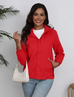 Discount Women's Jacket Trench Coat School Zipper Solid Color Waterproof Simple Regular Fit Outerwear Long Sleeve Fall Black S Women Jackets