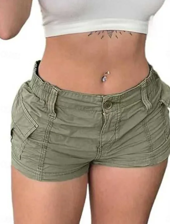 Clearance Women's Jeans Cargo Shorts Chinos Fashion Streetwear Short High Waist Plain Pocket Comfy Soft Comfortable Micro-elastic Outdoor Vacation Street Black Pink Green Gray Summer Slim Fit Women Jeans|Shorts