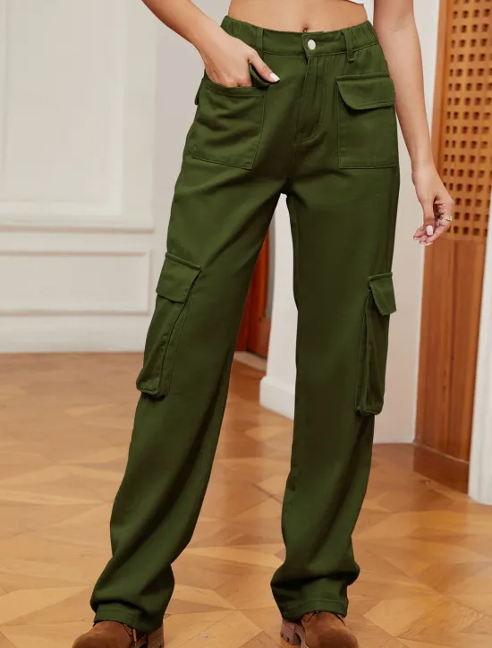 Sale Women's Jeans Classic & Timeless Formal Full Length Medium Waist Plain Zipper Pocket Breathability Comfortable Micro-elastic Daily milk white Green Dark Blue Fall Winter Loose Fit Women Pants