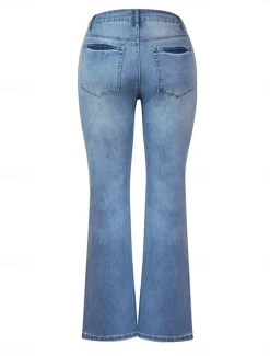 New Women's Jeans Jeggings Fashion Streetwear Full Length High Waist Plain Pocket Comfy Soft Comfortable Micro-elastic Outdoor Street Navy Blue Light Blue Spring & Fall Regular Fit Women Pants