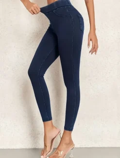 Discount Women's Jeggings Vacation Vintage Ethnic Style Full Length High Waist High Cut Comfort Breathable Quick Dry Stretchy Outdoor Yoga Street Black Blue Dark Blue Summer Slim Fit Women Leggings
