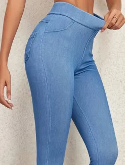 Discount Women's Jeggings Vacation Vintage Ethnic Style Full Length High Waist High Cut Comfort Breathable Quick Dry Stretchy Outdoor Yoga Street Black Blue Dark Blue Summer Slim Fit Women Leggings