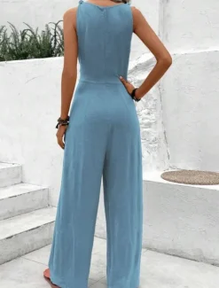 Outlet Women's Jumpsuit Active Floral Sleeveless Wide Leg V Neck Vacation Street Regular Fit Black Pink Blue Summer Women Graphic Jumpsuit