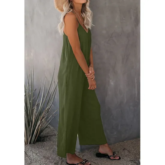 Women's Jumpsuits Casual Summer Basic Daily Wide Leg Navy Blue Overall Solid Color Women Jumpsuits