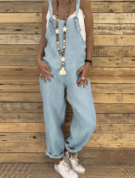 Hot Women's Jumpsuits Dungarees Casual Fall Maillard Bib Utility Overall Pocket Solid Color Daily Going out Straight Regular Fit Sleeveless Black Blue Wine S M L Spring Summer Women Overalls|Sets