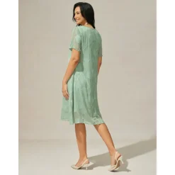 Clearance Women's Knee Length Dress Chiffon Dress Elegant Casual Loose Fit Floral Short Sleeve Crew Neck Summer Women Cocktail Dress