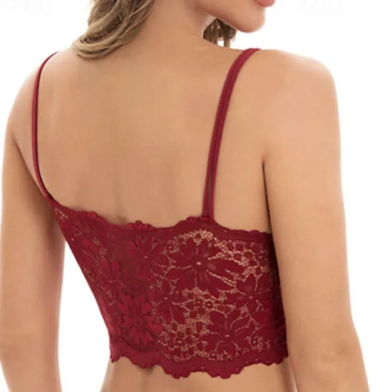 Clearance Women's Lace Bras Fixed Straps Sheer Bras Full Coverage V Neck Breathable Push Up Lace Pure Color Pull-On Closure Date Casual Daily Xmas Nylon 1PC Black White Home Outfits Women Lingerie