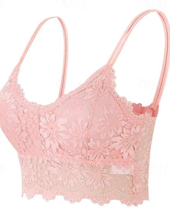 Discount Women's Lace Bras Sheer Bras 3/4 Cup V Neck Push Up Lace Pure Color Pull-On Closure Date Valentine's Day Casual Daily Nylon Sexy 1PC White Black / Bras & Bralettes / 1 PC Home Outfits Women Lingerie