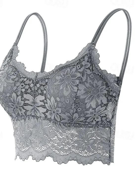 Discount Women's Lace Bras Sheer Bras 3/4 Cup V Neck Push Up Lace Pure Color Pull-On Closure Date Valentine's Day Casual Daily Nylon Sexy 1PC White Black / Bras & Bralettes / 1 PC Home Outfits Women Lingerie