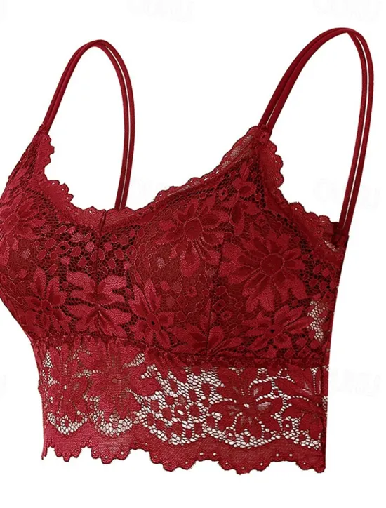 Discount Women's Lace Bras Sheer Bras 3/4 Cup V Neck Push Up Lace Pure Color Pull-On Closure Date Valentine's Day Casual Daily Nylon Sexy 1PC White Black / Bras & Bralettes / 1 PC Home Outfits Women Lingerie