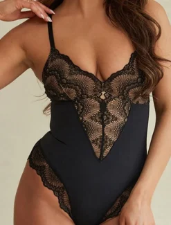 Hot Women's Lace Mesh Shapewear Nightwear - Nylon Spandex Solid Colored Home Outfits Women Shapewear