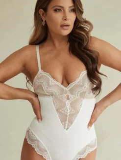 Hot Women's Lace Mesh Shapewear Nightwear - Nylon Spandex Solid Colored Home Outfits Women Shapewear