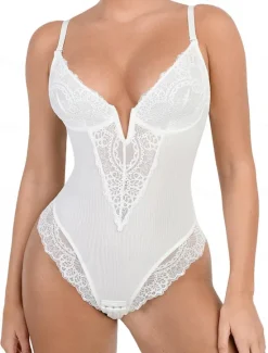 Sale Women's Lace Shapewear Nightwear - Nylon Spandex Solid Colored Home Outfits Women Shapewear