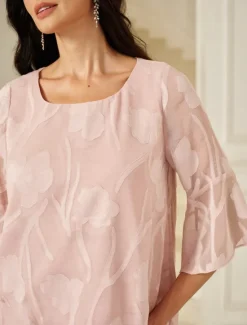 Sale Women's Lace Shirt Blouse Dressy Tops Chiffon Tops Solid Color Elegant Stylish Basic 3/4 Length Sleeve Bell Sleeve Boat Neck Regular Tops Wedding Guest Work Daily Asymmetric Hem Summer Spring Women Boho Tops|Lace Tops