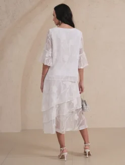 Best Women's Lace Shirt Blouse Dressy Tops Chiffon Tops Solid Color Floral Elegant Stylish Basic 3/4 Length Sleeve Bell Sleeve Boat Neck Regular Tops Wedding Guest Work Daily Cut Out Asymmetric Hem Women Lace Tops