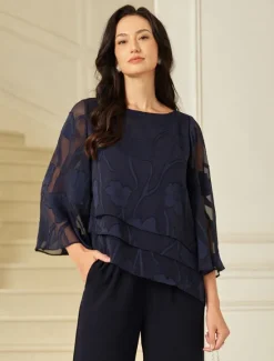 Best Women's Lace Shirt Blouse Dressy Tops Chiffon Tops Solid Color Floral Graphic Elegant Stylish Basic Half Sleeve Flutter Sleeve Boat Neck Regular Tops Wedding Guest Work Daily Asymmetric Hem Women Lace Tops|Boho Tops