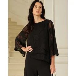 New Women's Lace Shirt Blouse Dressy Tops Chiffon Tops Solid Color Floral Graphic Elegant Stylish Basic Half Sleeve Flutter Sleeve Boat Neck Regular Tops Wedding Guest Work Daily Asymmetric Hem Women Lace Tops|Boho Tops