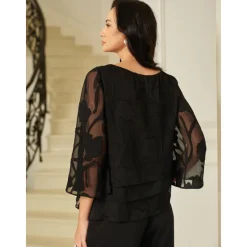 New Women's Lace Shirt Blouse Dressy Tops Chiffon Tops Solid Color Floral Graphic Elegant Stylish Basic Half Sleeve Flutter Sleeve Boat Neck Regular Tops Wedding Guest Work Daily Asymmetric Hem Women Lace Tops|Boho Tops
