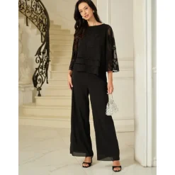 New Women's Lace Shirt Blouse Dressy Tops Chiffon Tops Solid Color Floral Graphic Elegant Stylish Basic Half Sleeve Flutter Sleeve Boat Neck Regular Tops Wedding Guest Work Daily Asymmetric Hem Women Lace Tops|Boho Tops