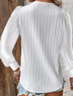 New Women's Lace Shirt Solid Color Elegant Stylish Basic Long Sleeve V Neck Regular Tops Daily Lace Patchwork White Red Purple Orange Green Summer Spring Fall Women Lace Tops